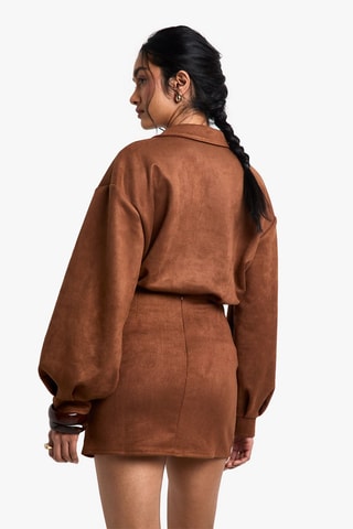 Minijupe taille haute - Marron