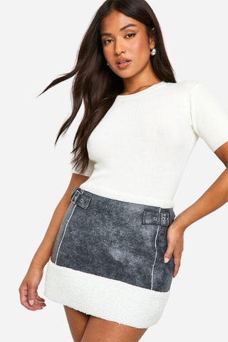 Minijupe taille haute - Gris