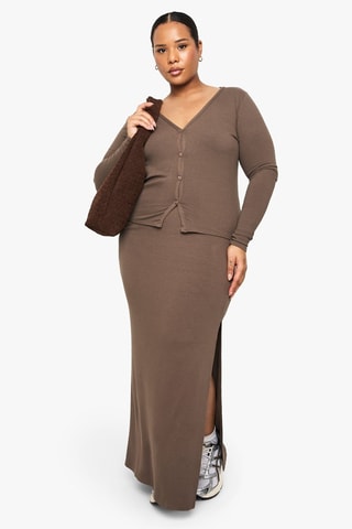Jupe longue taille haute -Taupe