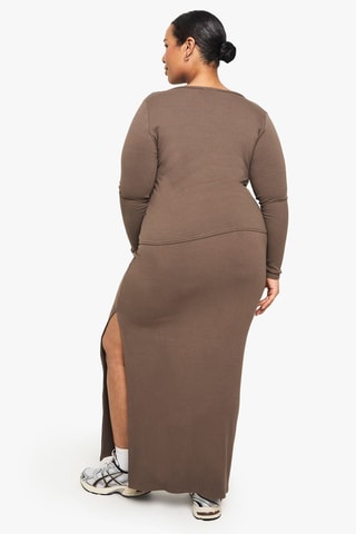Jupe longue taille haute -Taupe
