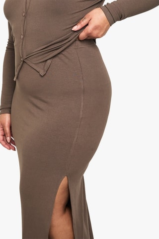 Jupe longue taille haute -Taupe