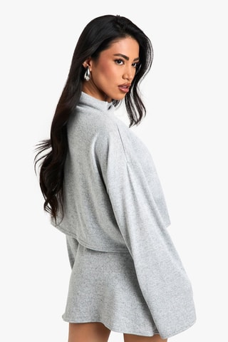 Minijupe taille haute - Gris clair chiné