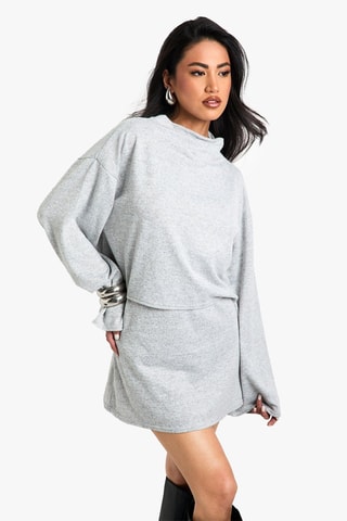 Minijupe taille haute - Gris clair chiné