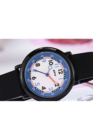Orologio al quarzo in silicone Flex - Nero e blu