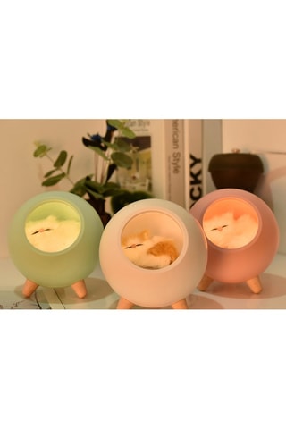 Luz quitamiedos de madera - Sleepy Cat - Blanco