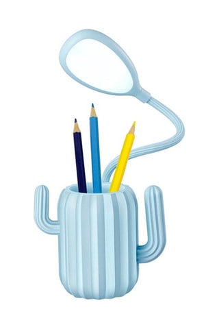 Portalápices con luz LED ajustable - Cactus - Azul