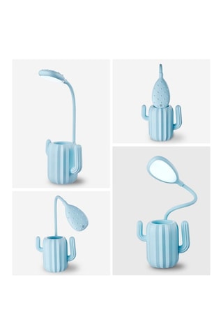 Portalápices con luz LED ajustable - Cactus - Azul