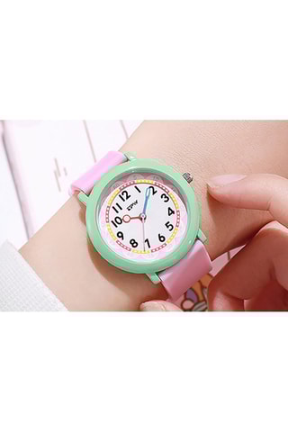 Orologio al quarzo in silicone Flex - Rosa e verde