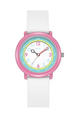 Orologio al quarzo in silicone Flex - Bianco e rosa