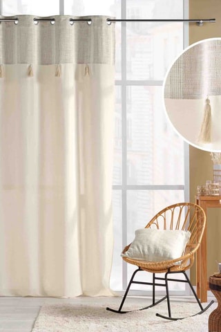 Cortina Baobab Island - Gris y beige - 140 x 240 cm