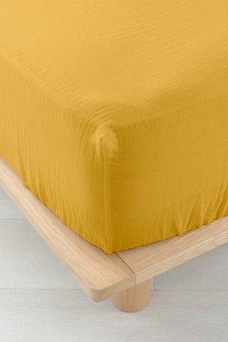 Sábana bajera de gasa de algodón Angelia - Amarillo