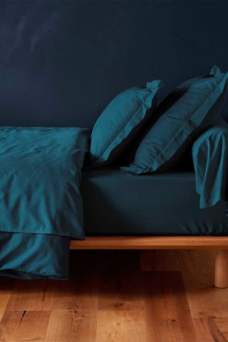 Lenzuolo sotto in cotone 57 fili/cm² Lina - Blu