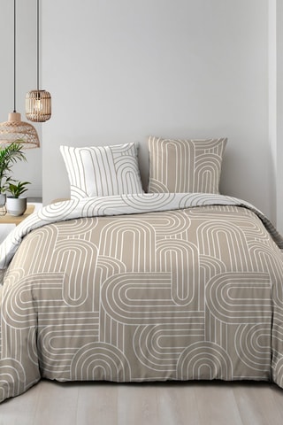 Parure copripiumino double face Modul - Bianco e marrone