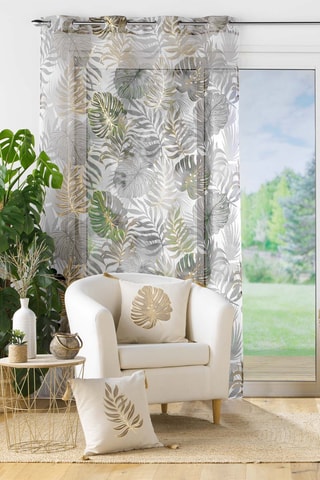 Visillo Mogador - 
Gris y dorado - 140 x 240 cm