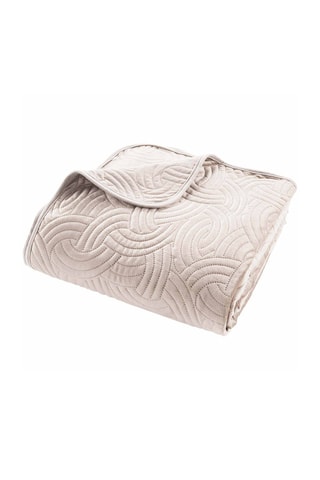 Colcha y fundas de almohada de terciopelo Solange - Crema