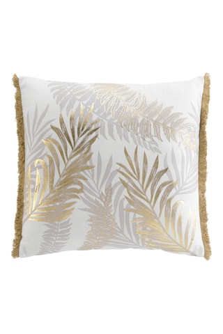 Cojín Melisse - Blanco y dorado - 50 x 50 cm