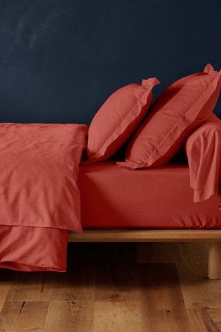 Drap-housse en coton 57 fils/cm² - Rouge brique