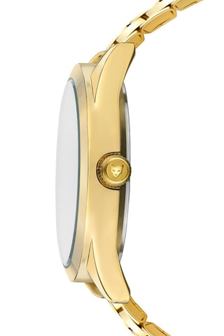 Orologio al quarzo in acciaio e zirconi Marrakech - Dorato e marrone 