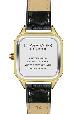 Orologio al quarzo in pelle di vitello e madreperla Charlotte - Nero e dorato