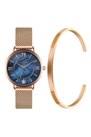 Cofanetto orologio al quarzo e bracciale bangle Petite Blue 