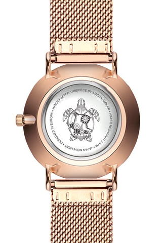 Orologio al quarzo in acciaio Rose Turtle - Dorato rosa e bianco