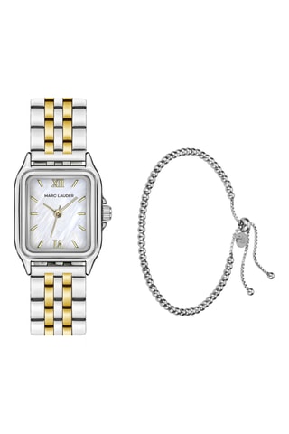 Orologio al quarzo e bracciale in acciaio Nira - Argentato e dorato
