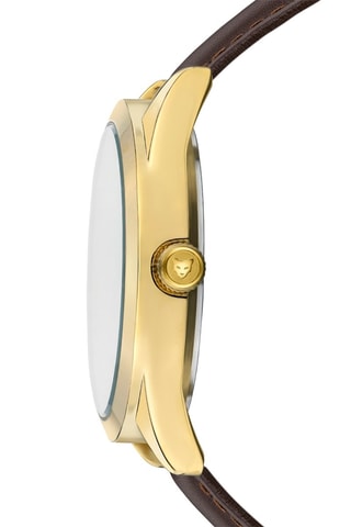 Orologio al quarzo in pelle e zirconi Marrakech - Marrone e dorato