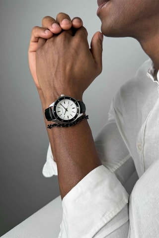 Orologio al quarzo in pelle - Nero