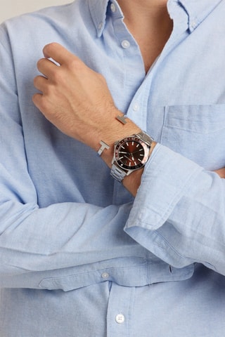 Orologio al quarzo in acciaio Ljublijana - Argentato e marrone