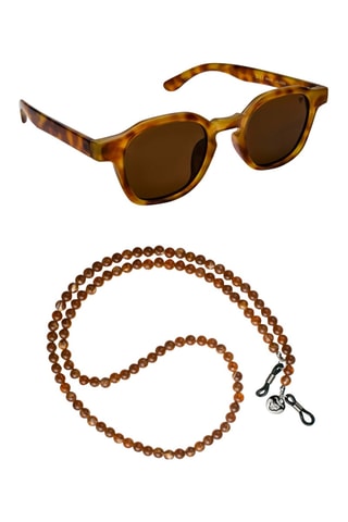 Occhiali da sole polarizzati unisex e catenina - Categoria 3 - Marrone