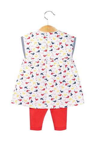 Robe et legging Roubla - Blanc, bleu et jaune
