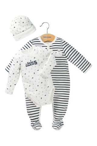 Pyjama 3 pièces Mapyj - Blanc et bleu