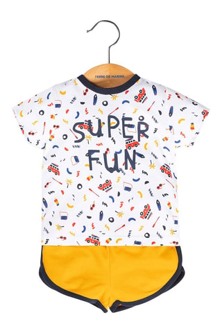 T-shirt et short Lioril - Blanc et jaune