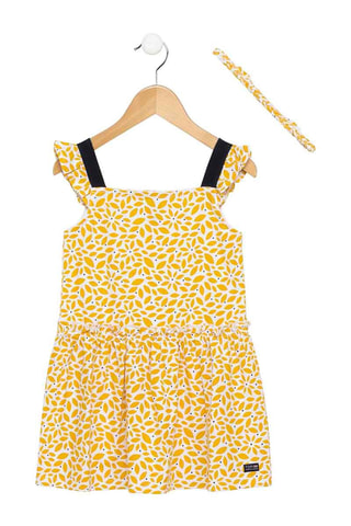 Robe et bandeau cheveux Jarob - Blanc et jaune