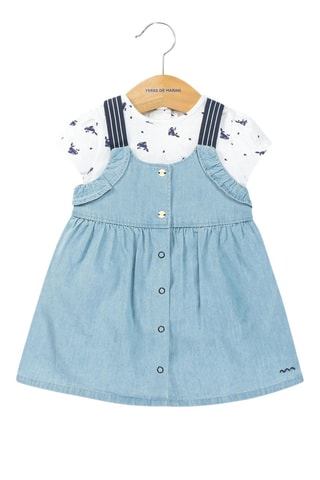Robe salopette et t-shirt Roby - Blanc et bleu
