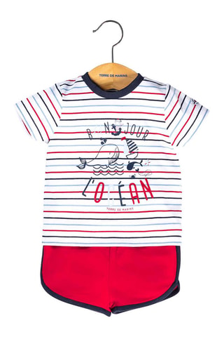 T-shirt et short Ziani - Blanc, rouge et bleu
