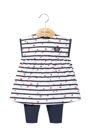 Robe et legging Shadi - Blanc, rouge et bleu