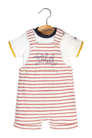 T-shirt et salopette Ikalou - Rouge et bleu