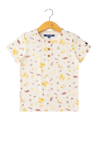 T-shirt - Blanc, jaune et marron