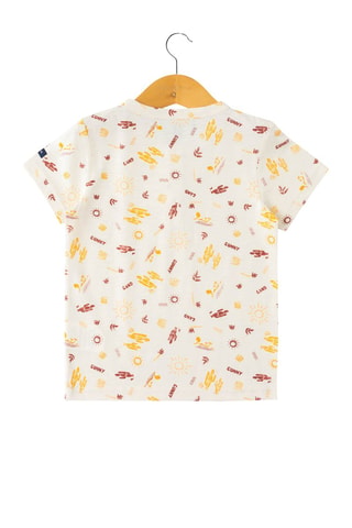 T-shirt - Blanc, jaune et marron