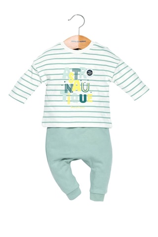 T-shirt et pantalon - Blanc, bleu, jaune et vert
