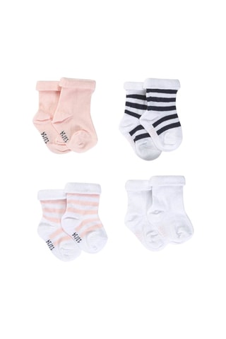 4 paires de chaussettes Nochette - Blanc, noir et rose