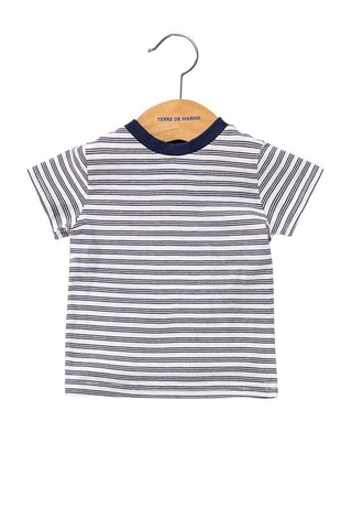 Salopette-short et t-shirt - Blanc, bleu et jaune
