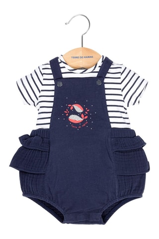 T-shirt et salopette Cimonie - Blanc et bleu