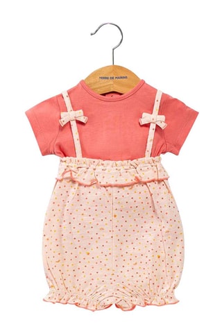 T-shirt et barboteuse - Beige, jaune et rose