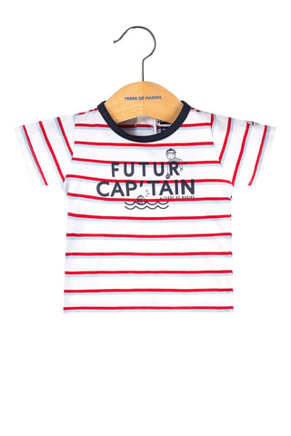 T-shirt et salopette Zako - Blanc, rouge et bleu