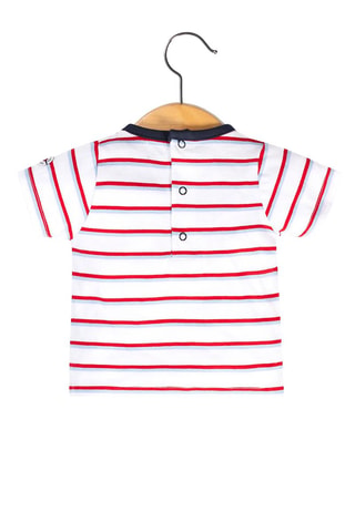 T-shirt et salopette Zako - Blanc, rouge et bleu