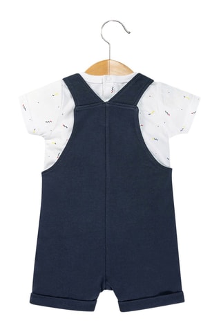 Salopette et t-shirt - Blanc, bleu et rouge