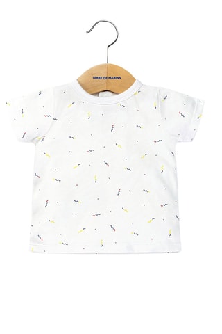 Salopette et t-shirt - Blanc, bleu et rouge
