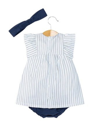 Robe et bloomer - Beige, blanc et bleu